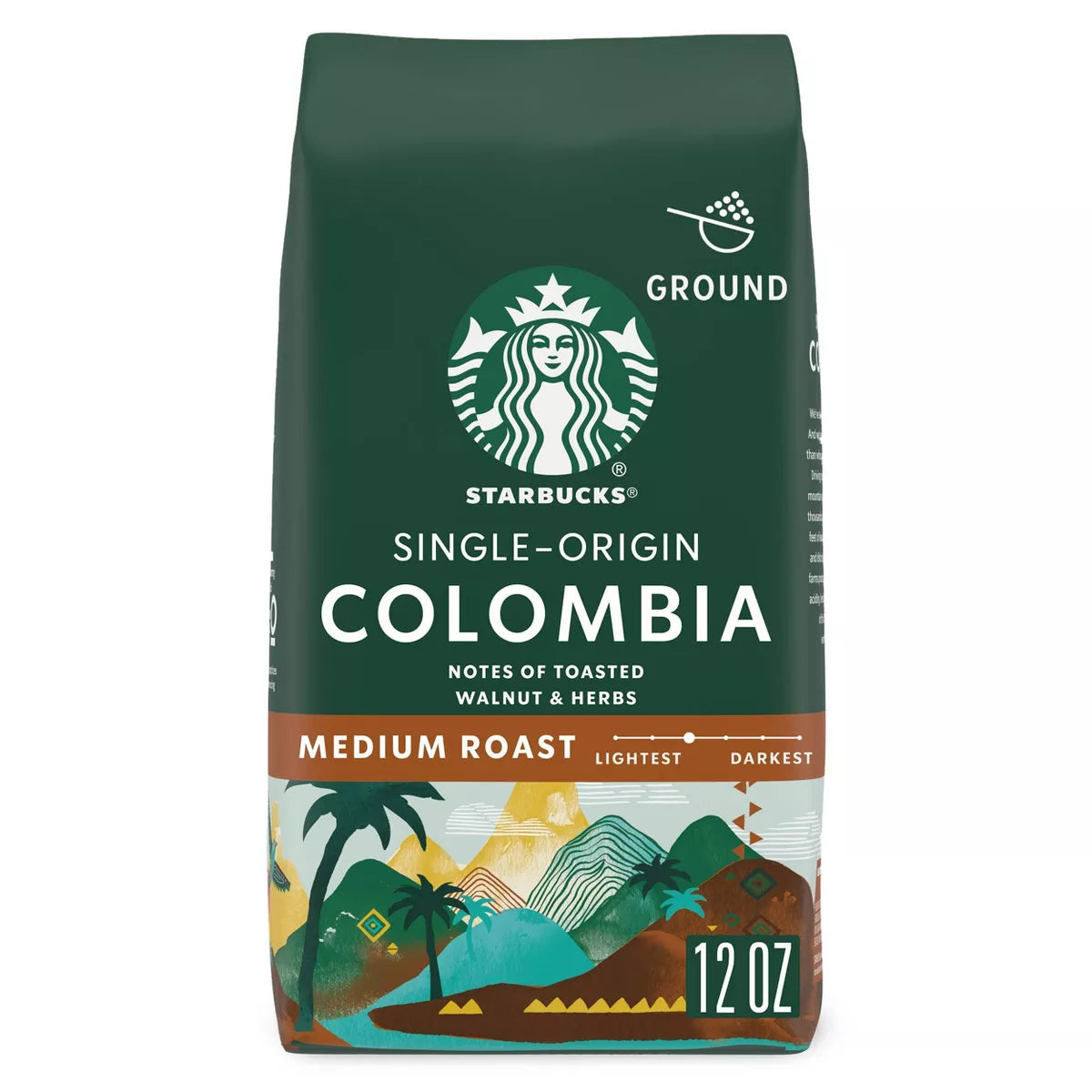 Starbucks Medium Roast Ground Coffee — Colombia — 100% Arabica — 1 Bag (12 Oz.)