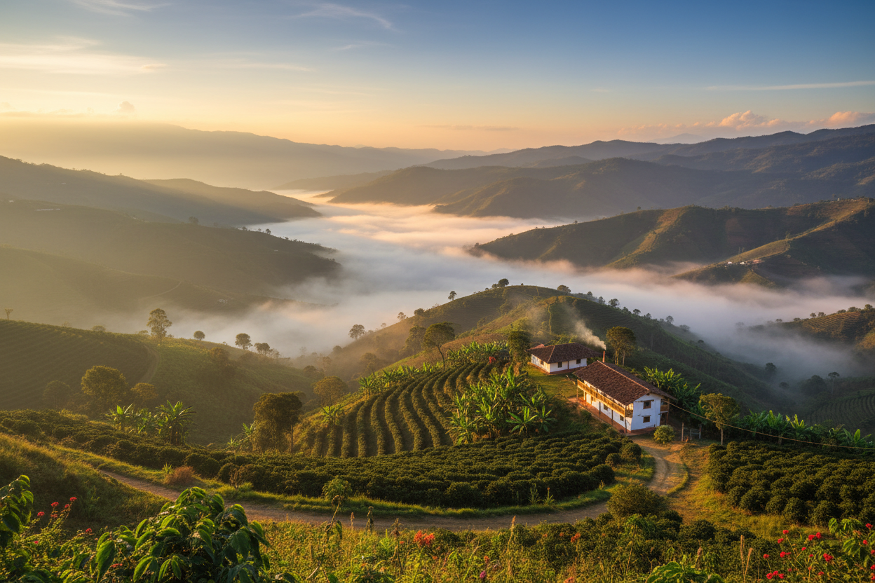Paisaje montañoso de la región cafetera